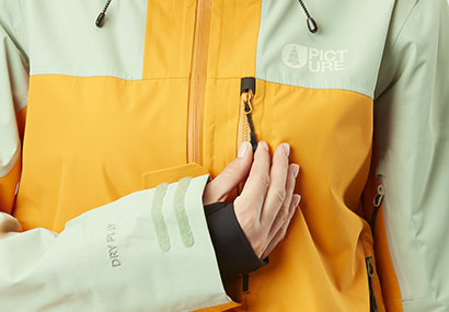 Chest pocket with waterproof zip